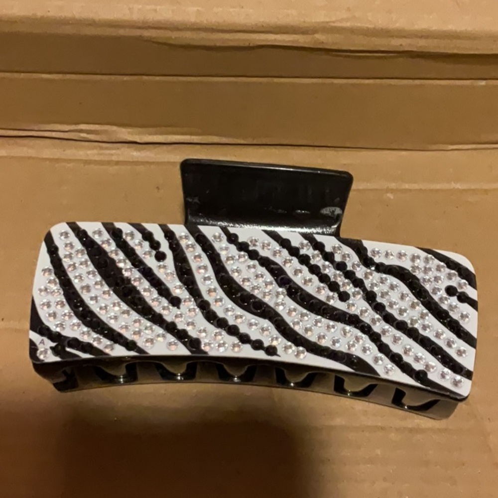 Zebra Print Diamond Art Hair Claw Clip Statement Accessory Sealed